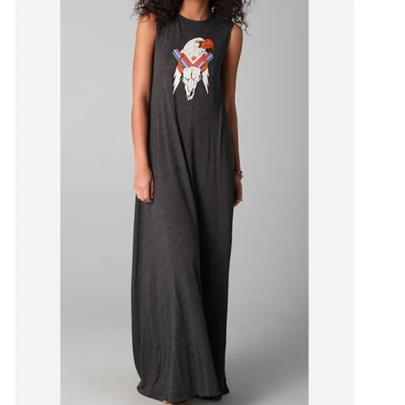 Wildfox Couture Eagle Skull Maxi Sleeveless Dress Size S - Picture 1 of 6